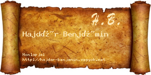 Hajdár Benjámin névjegykártya