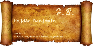 Hajdár Benjámin névjegykártya